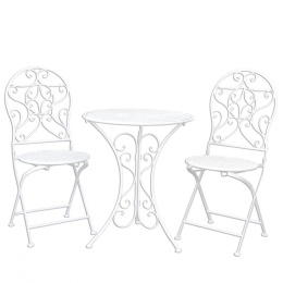 Okragły stolik i składane krzesła do ogrodu