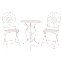 Stylowy okrągły stolik i krzesła ogrodowe Clayre & Eef