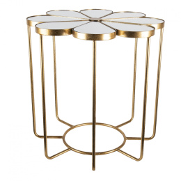 Metalowy złoty stolik ze szklanym blatem art deco