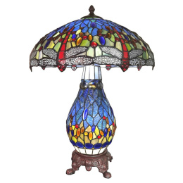 Piękna witrażowa kolorowa lampa stołowa TIFFANY