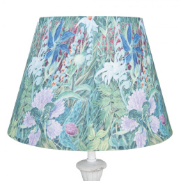 Biała lampa stołowa z kloszem w kwiaty Clayre & Eef