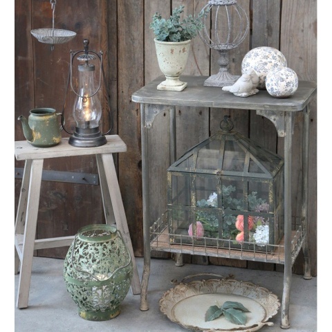 Stolik metalowy z półką vintage LURI Chic Antique