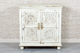 Bielona indyjska komoda szafka ręcznie zdobiona