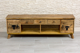 Designerska loftowa drewniana szafka RTV