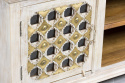 Indyjska drewniana bielona szafka RTV w stylu orientalnym