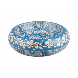 Niebieska ceramiczna nablatowa umywalka meksykańska
