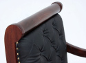 Meble kolonialne - drewniany fotel gabinetowy eco skóra czarny