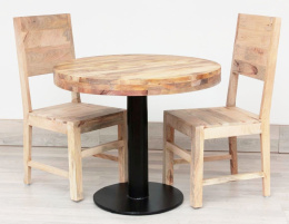 Okrągły stół drewniany na stalowej nodze