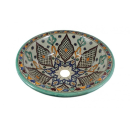 Marokańska kolorowa ceramiczna umywalka rękcznie zdobiona