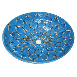 Ręcznie zdobiona niebieska umywalka z Meksyku