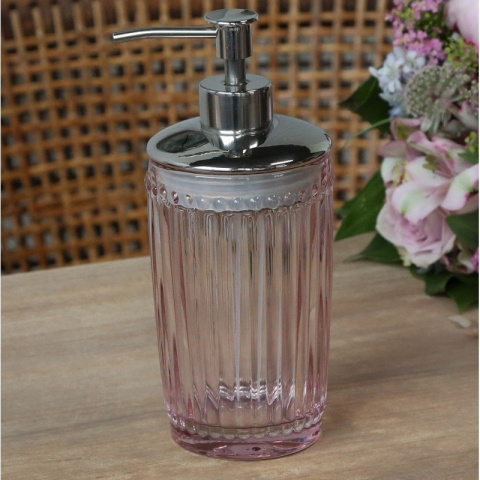 Szklany dozownik do mydła różowy Chic Antique