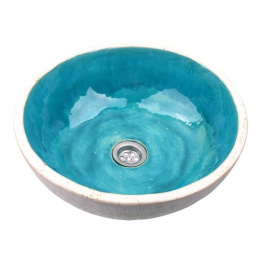 Umywalka artystyczna turkusowa z ceramiki rękodzieło