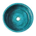 Niebieska umywalka nablatowa ceramiczna rękodzieło