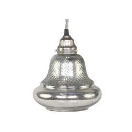 Szklana wisząca srebrna lampa dzwonek Chic Antique