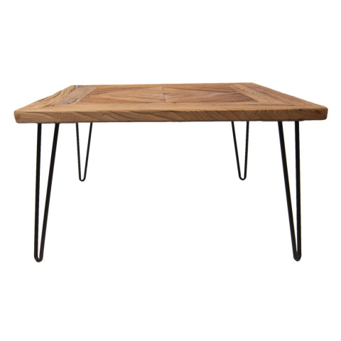 Industrialny stolik na czarnych metalowych nogach