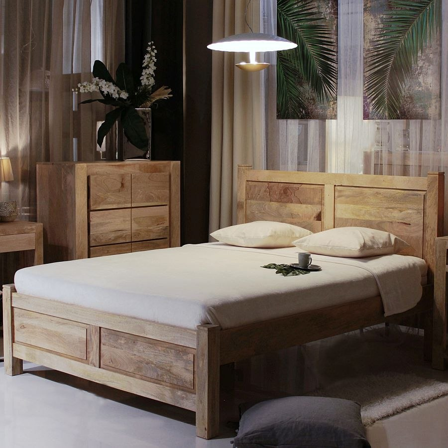 Nowoczesne indyjskie łóżko drewniane z mango 160 cm