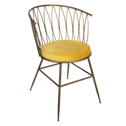 Designerskie krzesło tapicerowane zółte Clayre & Eef