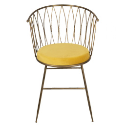 Designerskie krzesło tapicerowane zółte Clayre & Eef