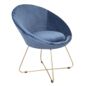Niebieski nowoczesny fotel na metalowych nogach
