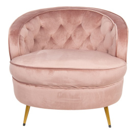 Szeroki pudrowy fotel pikowany glamour