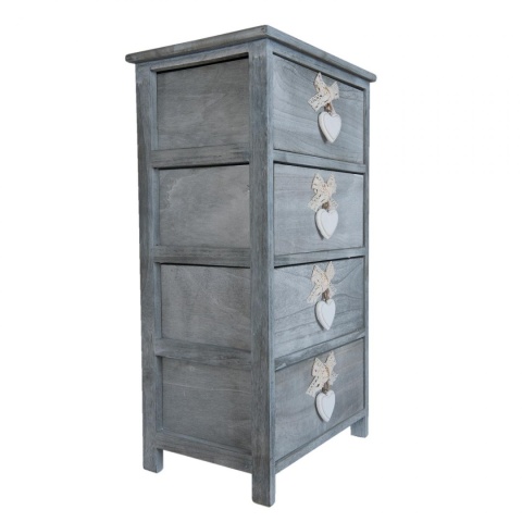 Szara prowansalska szafka z szufladami na nóżkach