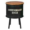 Zestaw czarnych stolików loftowych Amsterdam metal i drewno