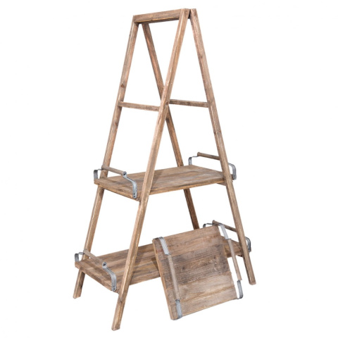 Drewniana drabina regał z tacami Clayre & Eef