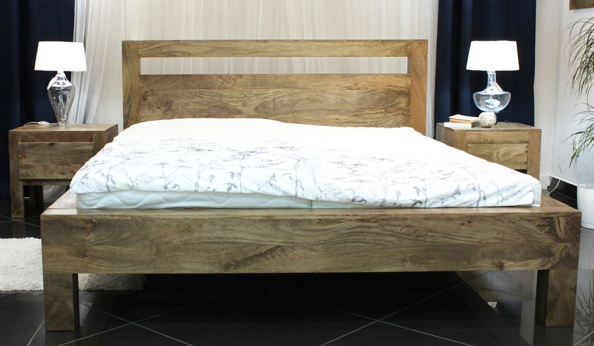 Nowoczesne łóżko z drewna mango z Indii 160x200