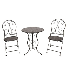 Czarny zestaw ogrodowy stolik i dwa krzesła