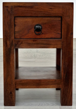 Indyjska drewniana szafka nocna / stolik kolonialna