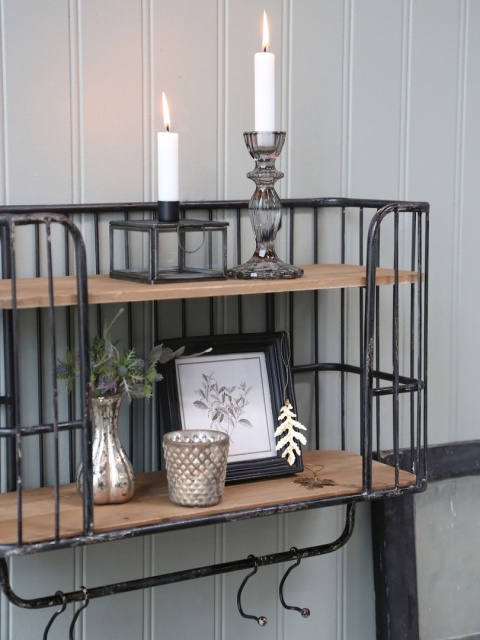 Loftowa półka ścienna z wieszakami Chic Antique B
