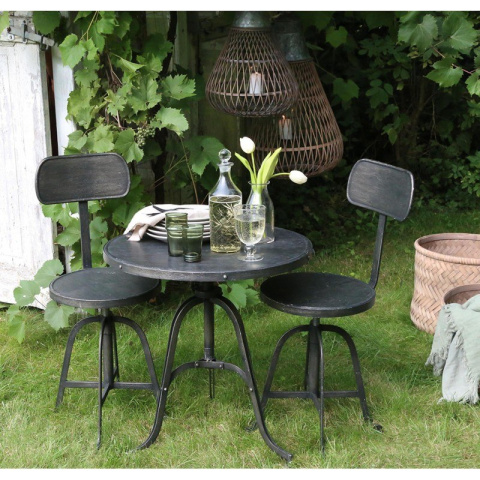 Metalowy czarny stolik industrialny Factory Chic Antique