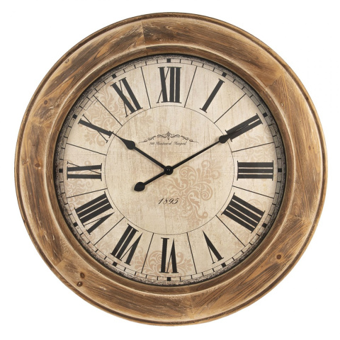 Okrągły drewniany duży zegar ścienny Clayre & Eef