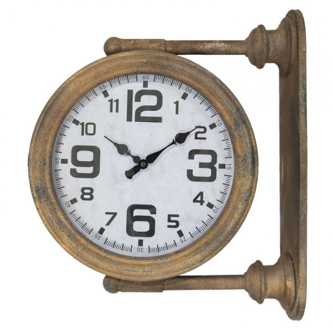 Okrągły postarzany zegar dwustronny Calyre & Eef
