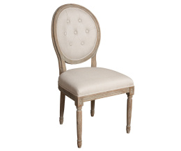 Tapicerowane beżowe krzesło pikowane CLASSIC Belldeco