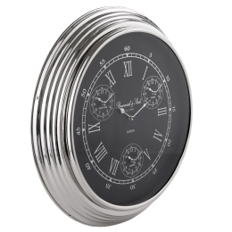 Okrągły srebrny zegar ścienny Hamptons