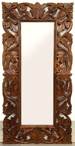 Indyjskie lustro w brązowej drewnianej ramie
