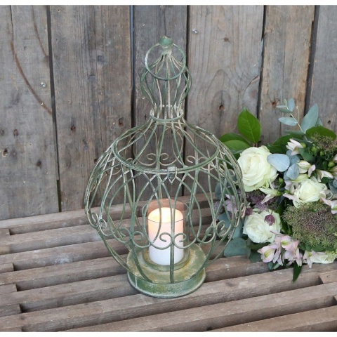 Ozdobny metalowy lampion latarnia Chic Antique