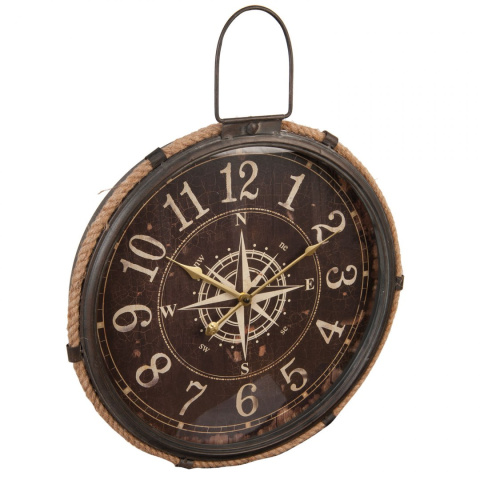 Stylowy zegar ścienny retro z różą wiatrów