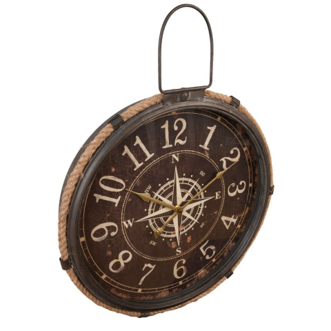 Stylowy zegar ścienny retro z różą wiatrów