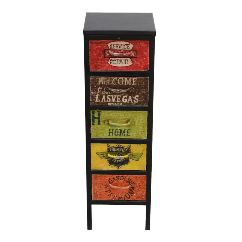 Indyjska wąska kolorowa komoda z szufladami