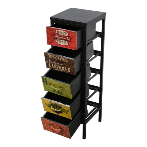 Indyjska wąska kolorowa komoda z szufladami