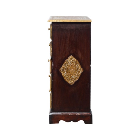 Indyjska ozdobna komoda z szufladami drewno i mosiądz 5