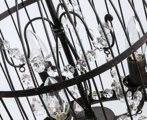 Postarzana lampa klatka z krzystałami Belldeco