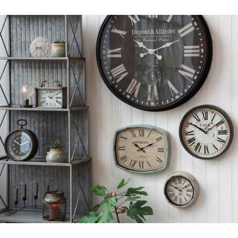 Okrągły zegar stołowy loftowy FACTORY Chic Antique