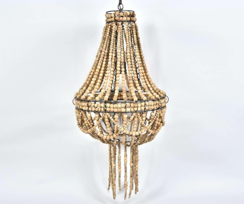 Lampa z drewnianych koralików boho VINTAGE 5 Belldeco