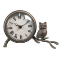 Dekoracyjny metalowy zegar stołowy z sową