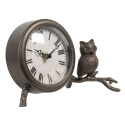 Dekoracyjny metalowy zegar stołowy z sową