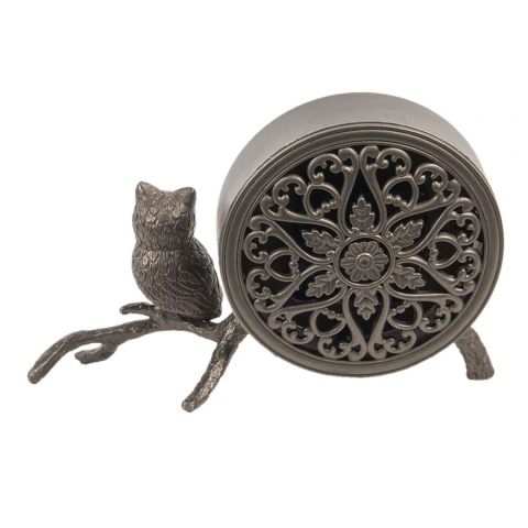 Dekoracyjny metalowy zegar stołowy z sową