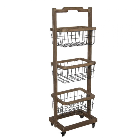 Drewniany stojak z metalowymi koszami